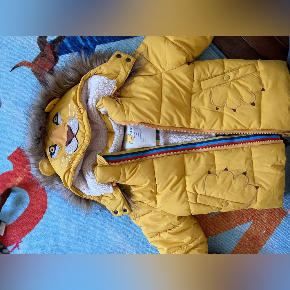 Baby Boden 3/4 T Lion winter coat EUC
